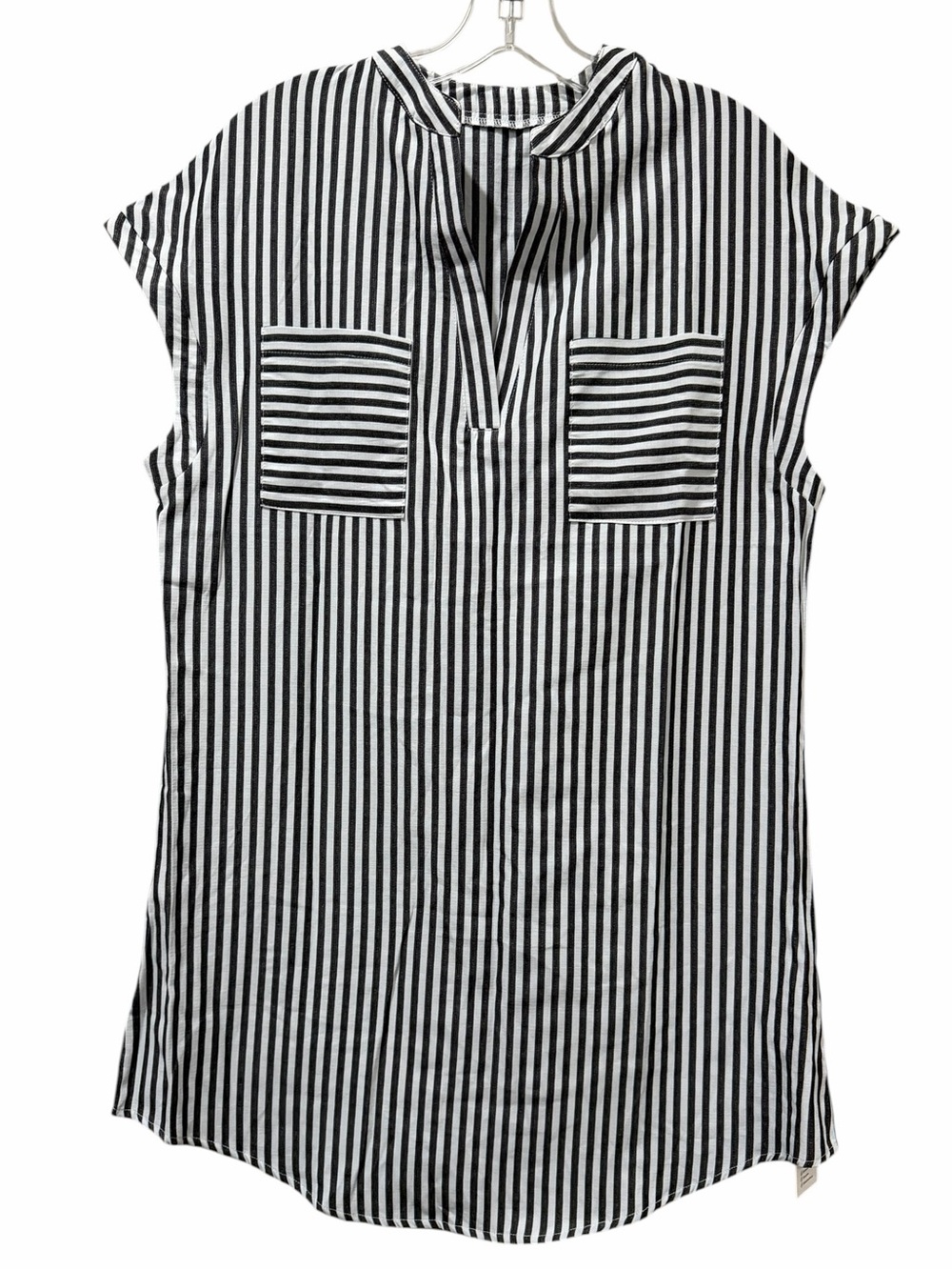 Cupshe Small Gray and White Stripe‎ Long Modest Swim Suit Cover Up NWT B2